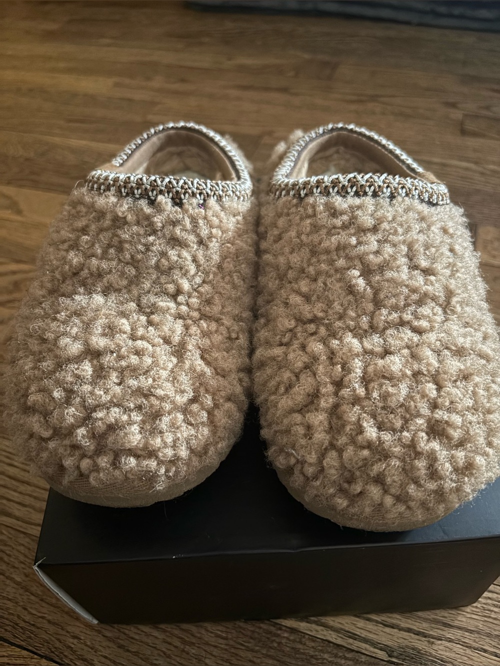 UGG Kids Tan Shearling Slip-On Slippers
